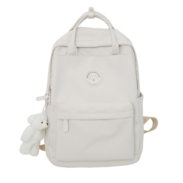 Flicka Skolryggsäck Mode Dam Nylon Skolväska Japansk stil Laptop Ryggsäck Cool kvinnlig bokväska Studentväskor White