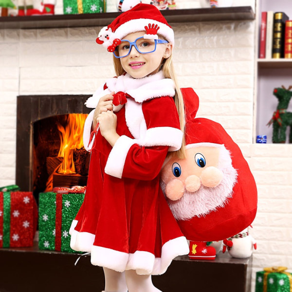 Nissekostume Jule Cosplay kostumer til børn Sød rygsæk girls suit XXL(150cm)