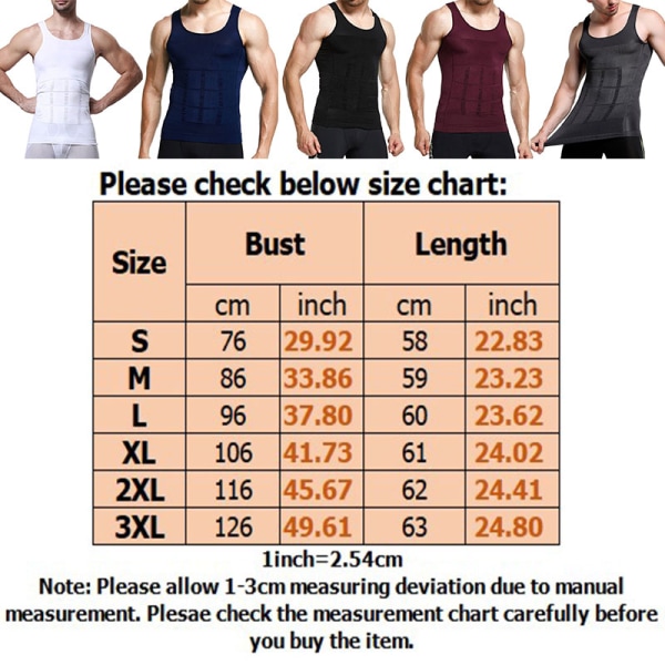 Slankevest for menn Bodybuilding Compression Vest for menn Black L