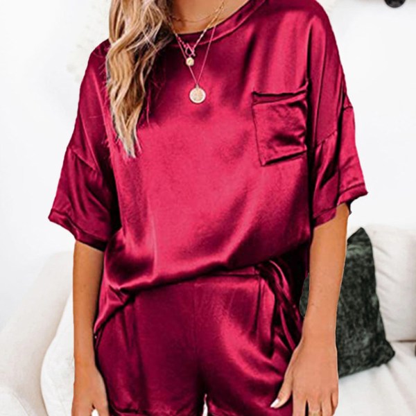 2 stk Dame pyjamas og kortærmet sommer leepwear Red S