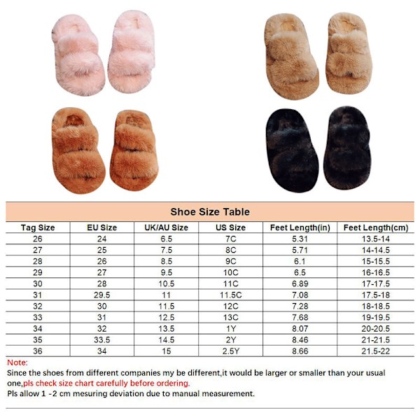 Pigemode Flade Hjem Sko Open Toe Fuzzy Slippers Soveværelse Svart 30