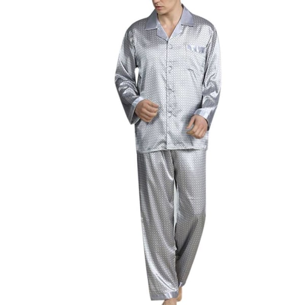 Miesten pyjamasetti T-paita ounge Bottoms Pants Yöasupuku Pjs Gray L