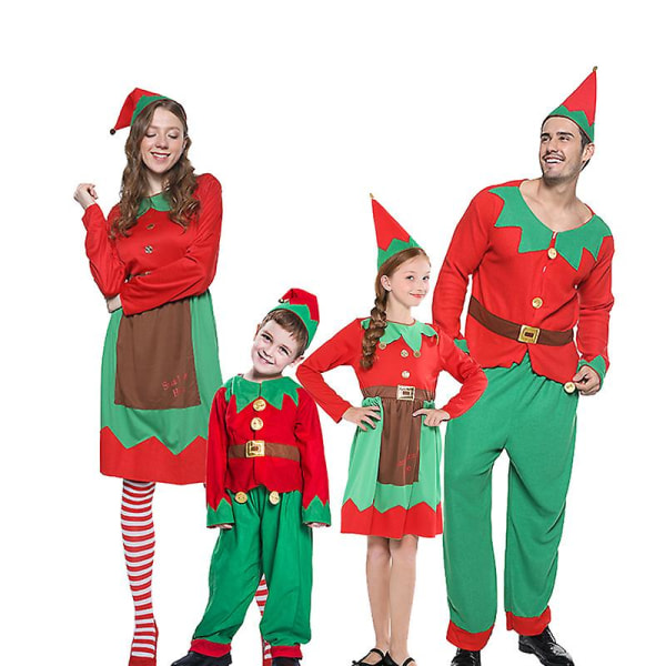 Jultomtdräkt Förälder Barnfest Outfit Holiday Cosplay Fancy Dress Familjekläder Girls S