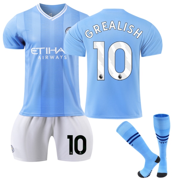 23-24 Manchester City Home Kids Football Kit nro Grealish 10 12-13Y