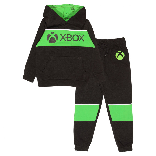 X-Box Boys Logo hoodie och joggingbyxor Set 9-10 år svart/grön Black/Green 9-10 Years