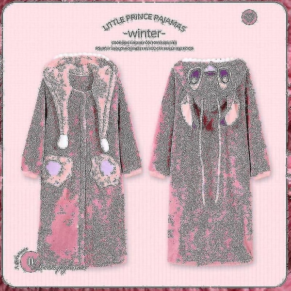 Coral Fleece Yöpaita Sarjakuva Stitch Couple Pyjama Animal Adult Plus Fleece Kotivaatteet Syksy/Talvi Dark pink