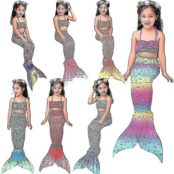 Hög kvalitet Barn Flickor Mermaid Tail Bikinikostymer Badkläder Badkläder Badkläder red