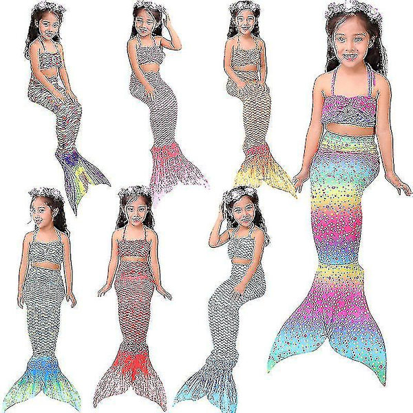 Høykvalitets Barn Jenter Mermaid Tail Bikinidresser Badetøy Badetøy Badetøy red