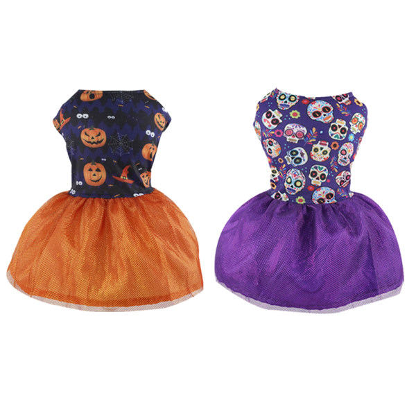 Pet Mesh kjol Halloween festkläder Utsökt Cosplay kostym Orange（L）