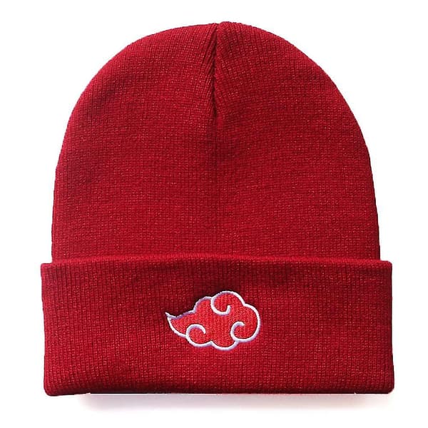 Stickad mössa Anime Naruto Akatsuki Red Cloud Broderi cap