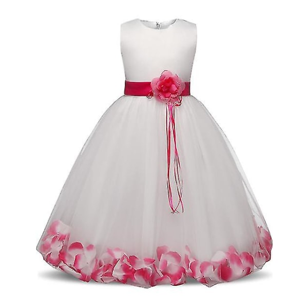 Blomsterpige Baby brudekjole Fairy Petals Børnetøj Pige Festkjole Børnetøj Fancy teenage pige kjole 4 6 8 t Rose Red 10