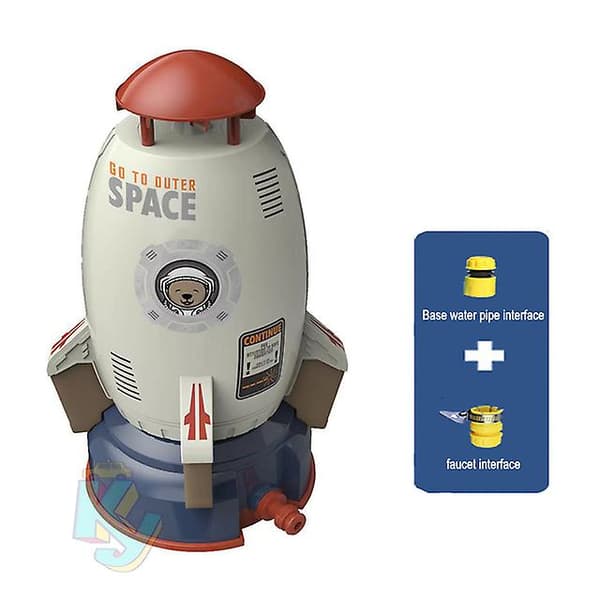 Space Rocket Jet Sprinkler Roterende Splash Play Vannleketøy White