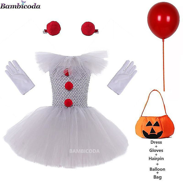 Harmaa Tyttöjen Halloween-asu Tutu Mekko Pelottava Klovni Lapset Karnevaalijuhlat Cosplay Vaatteet Lasten T a7