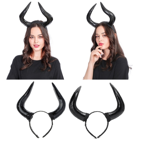 Halloween Hair Bow Ox Horn pääpanta Teemajuhlaesitys Päähineet Goottilainen sarvipääpanta Cosplay Hiustarvikkeet