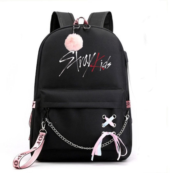 Stray Kids Anime Skolerygsæk Casual Daypack Rygsæk Cool bogtaske