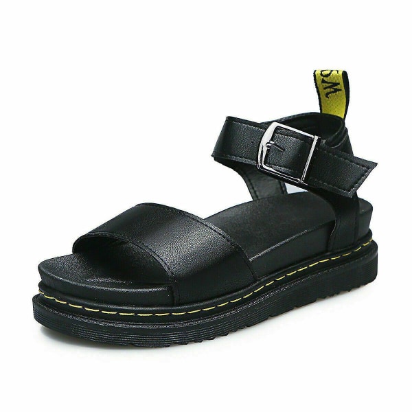 Kvinders fladformede sommerankelremsandaler Chunky platform modesko Black EU 38