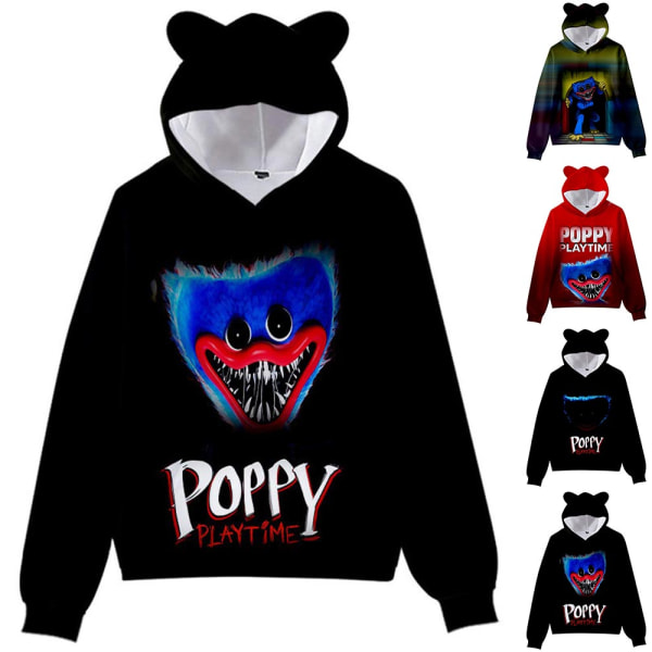 Poppy Playtime Huggy Wuggys Kids Cat Ear Hoodie Træningsdragt Toppe B 150cm