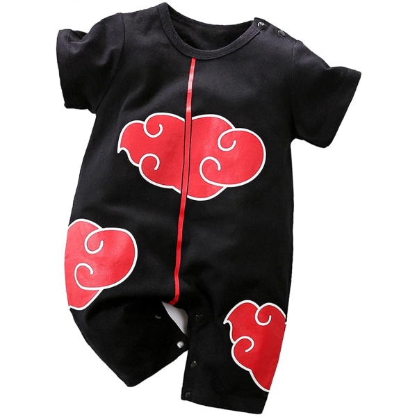 AVEKI Newborn Baby Pojkar Flickor Anime Romper Bomull Långärmad Cosplay Cosplay Kostym Jumpsuit Outfit, 6-9 månader, 73 cm, svart