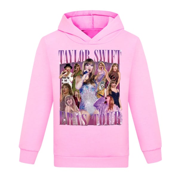 Taylor Swift Barn jente Langermet hette genser Pullover Topper Genser Hettegenser Rosa 0 Pink 140cm