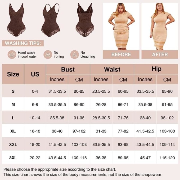 Dame tights Shaper V-hals Rygløs Tank One Piece Bodysuit Brown XL