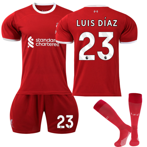 23-24 Liverpool hjemme fotballdrakter for barn nr. 23 Luis Diaz 22