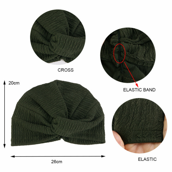 Elastisk turban cap kjemoterapi turban Benny twist6 farger)