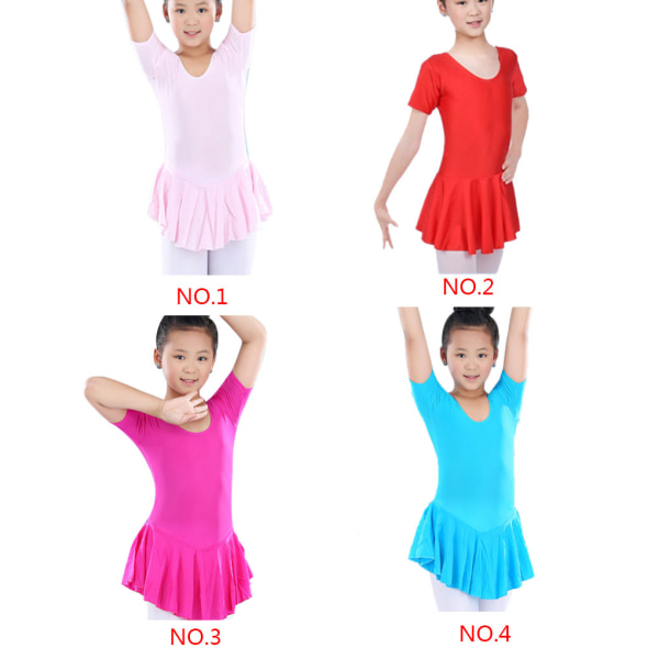 Barns balettklänning Leotard med kjol Danskostymer Tutu Rose red 100cm