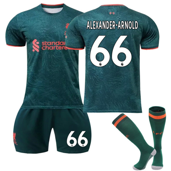 22-23 Liverpool 2 Bortegrønn nr. 11 Salah-skjorte 66 Arnold 4 Van Dijk Fotballdrakt nr. 66 ALEXANDER-ARNOLD NO.66 ALEXANDER-ARNOLD 20