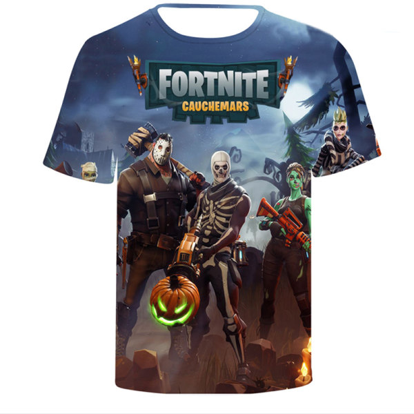 FORTNITE T-shirt Unisex 3D-tryckt Fitness Top Skull and Pumpkin L
