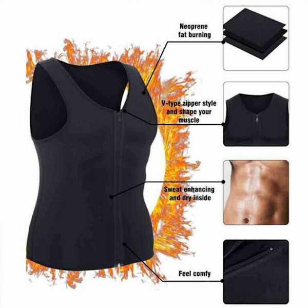 Slimming Body Shaper Bastu Linne Löparväst SVART XXL