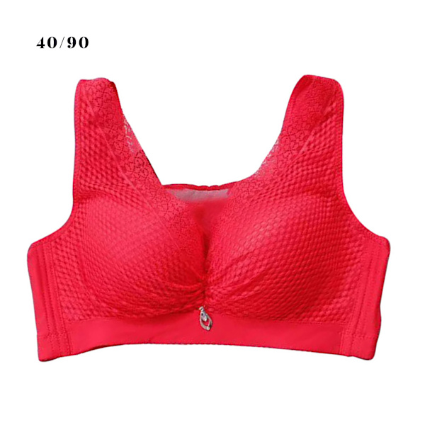 Trådløs BH Damer Åndbar Push Up Bralette Girl Lace Mesh Red 40/90