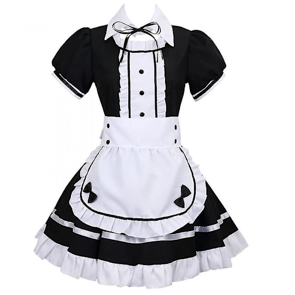 2021 Lolita Maid Kostymer Fransk Maid Klänning Flickor Kvinna Amine Cosplay Kostym Servitris Maid Party Scen White XXL