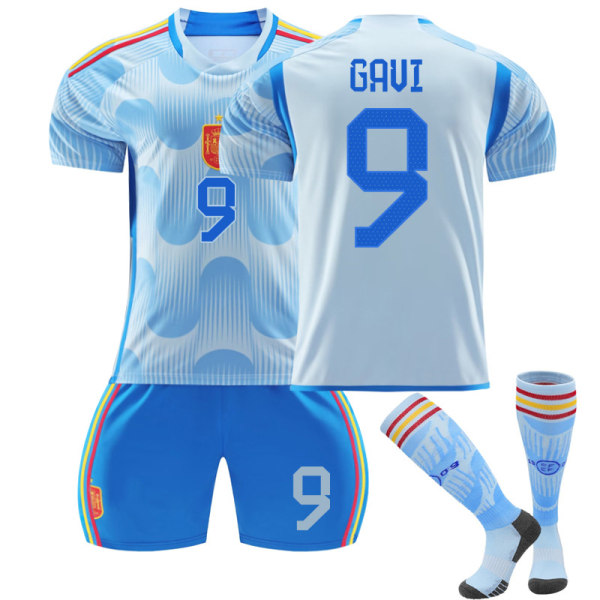 2022-23 Spanien trøje børne fodboldtrøje fodbold uniformer sæt GAUI 9 Kids 22(120-130CM)