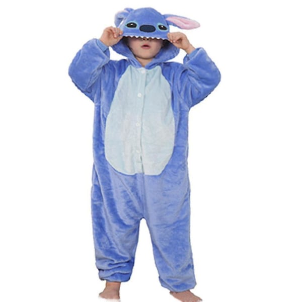 Halloween Barn Pojkar Flickor /stitch Onesie Pyjamas Hooded Jumpsuit Kostym Fancy Dress Sleepwear Pa Blue-Stitch
