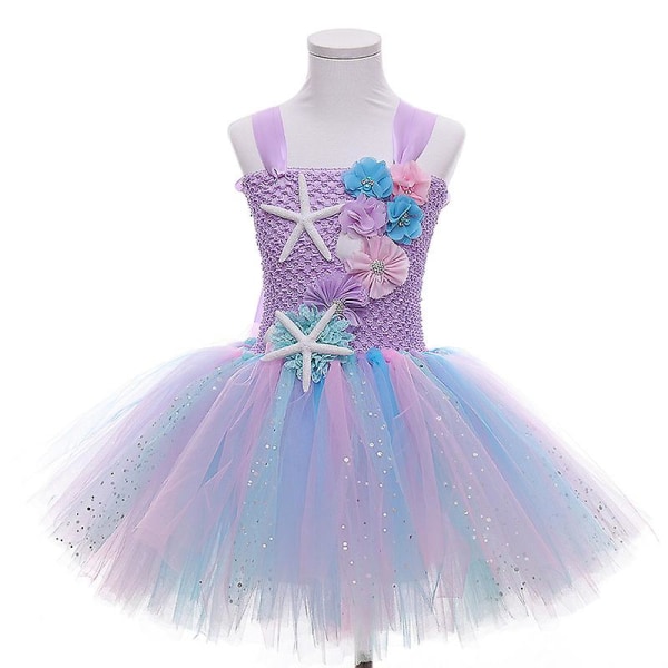 Piger Prinsesse Kjole Havfrue Ariel Tutu Kjole Carnival Dark purple 160