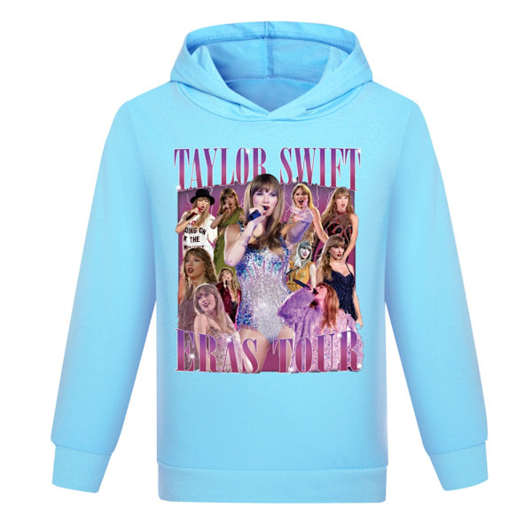 Taylor Swift Børn Pige Langærmet Hætte Sweatshirt Pullover Toppe Jumper Hættetrøje Lyseblå 0 Light blue 140cm