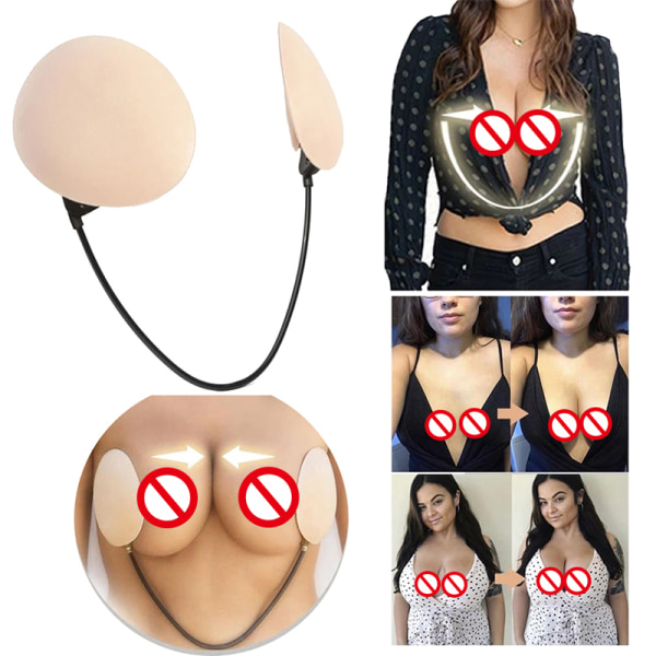 Deep Bra Kit Push-Up Frontless BH BraNipple Patch Underkläder Black