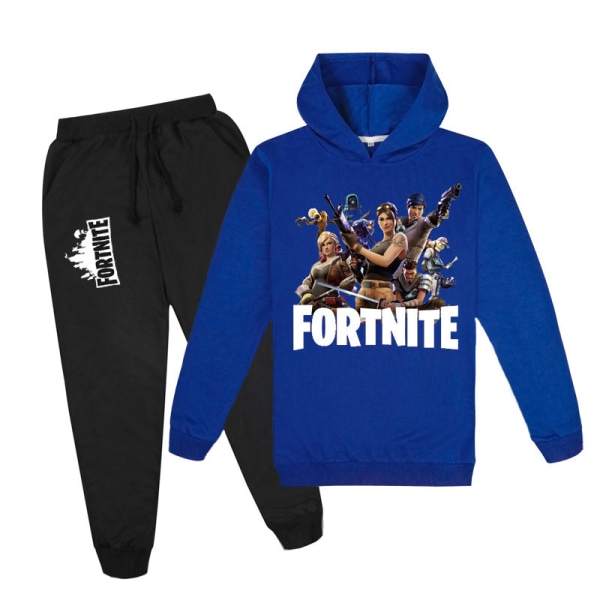 Stor pojke hoodie sweatshirt byxa set i Fortnite Blue 120cm