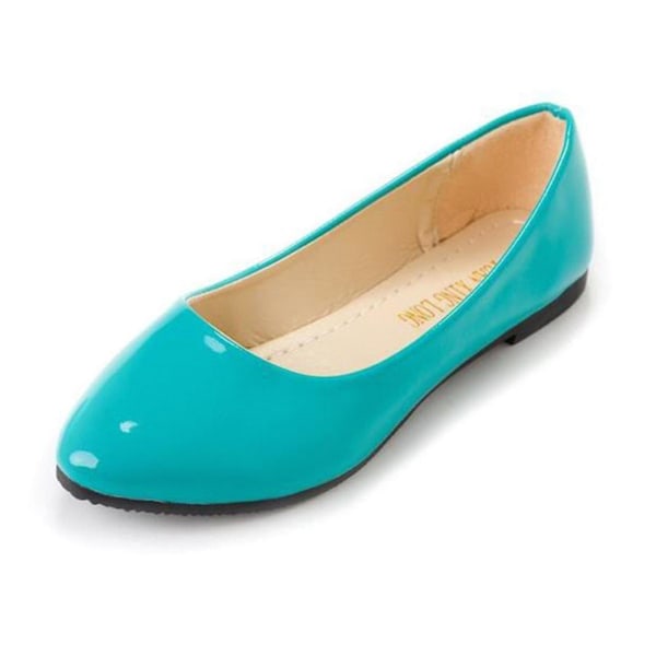 Kvinder Flat Pumps Slip On Ballet Ballerina Dolly Brude Loafers Sko-i Lake Green 35.5-36