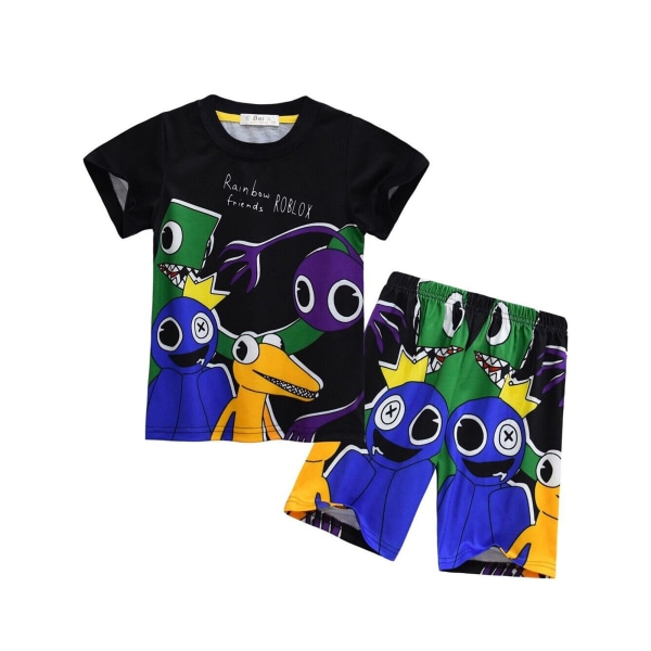 2stk Kid Pyjamas Roblox Rainbow Friends T-skjorte Shorts Natttøy A 150cm