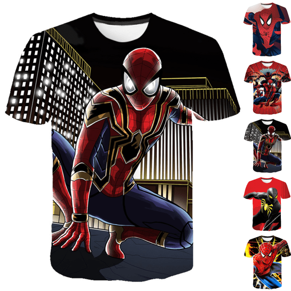 Spider-Man lyhythihainen T-paita pojille ja tytöille Casual Top T-paita E 110cm