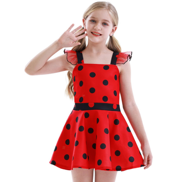 Flickor Polka Dots Ladybug Dress Up Kostym red 130cm