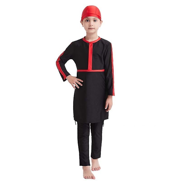 Muslimityttöjen uimapuvut, lapset vaatimaton rantauimapuku uimapuku islamilainen burkini Red 9-10 Years