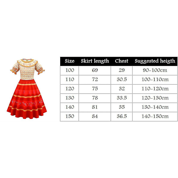 Encanto Dolores Cosplay kostume pigekjole. 140cm