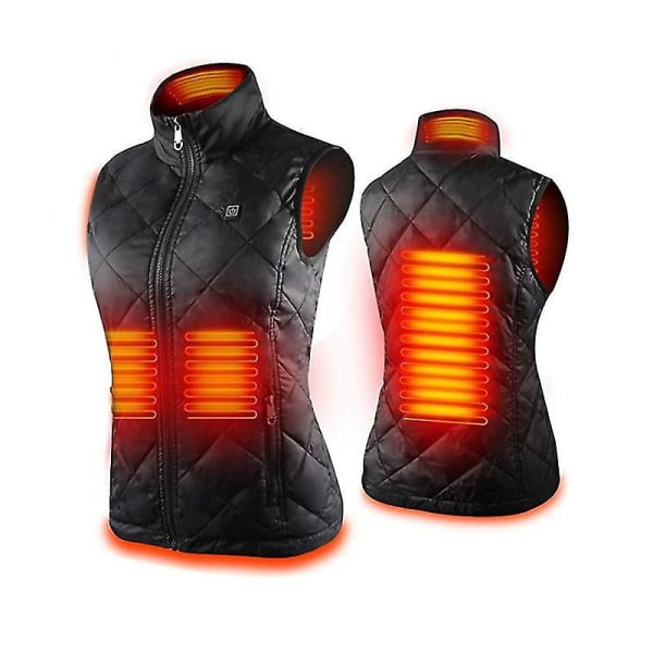 Women's Heated Vest With 4 Heating Zones, Neck Heating Jacket Usb Charging Black S
