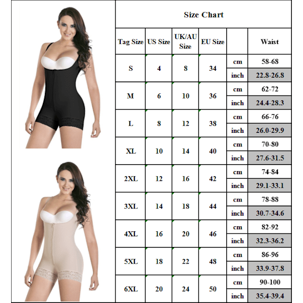 Plus Size Body Shaping Magekontroll Hoftebandasje Shapewear black 3XL