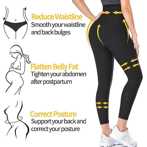 Sweat Sauna Waist trainer Body Shaper Weight Loss Slimming Pants Shapewear Black-Silver L