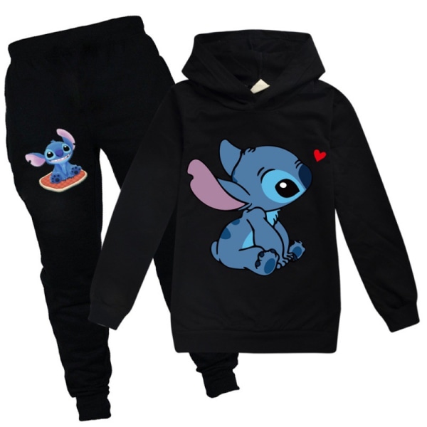 Lasten Lilo Stitch Sweatshirt Hupullinen Top Pant Verryttelyasu, musta black 150cm