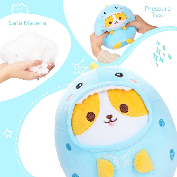 Xishao Cute Cat Bee Plyschkudde 8" Kattunge Honeybee Gosedjur, mjuk Kawaii Cat Plysch med Bee Outfit Kostympresent för barn Cat Bee - Corgi Dino