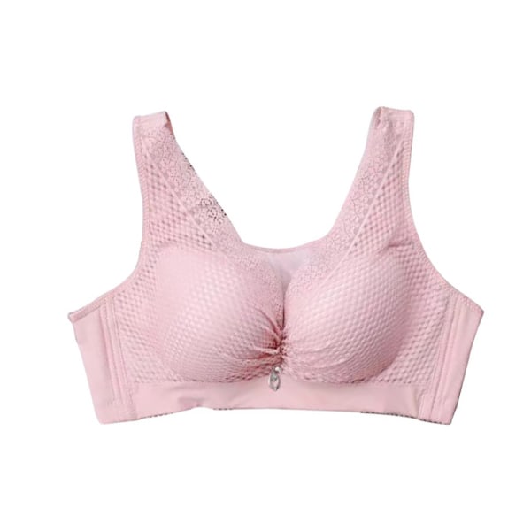 Trådløs BH Dame Pustende Push Up Bralette Girl Lace Mesh Pink 44/100